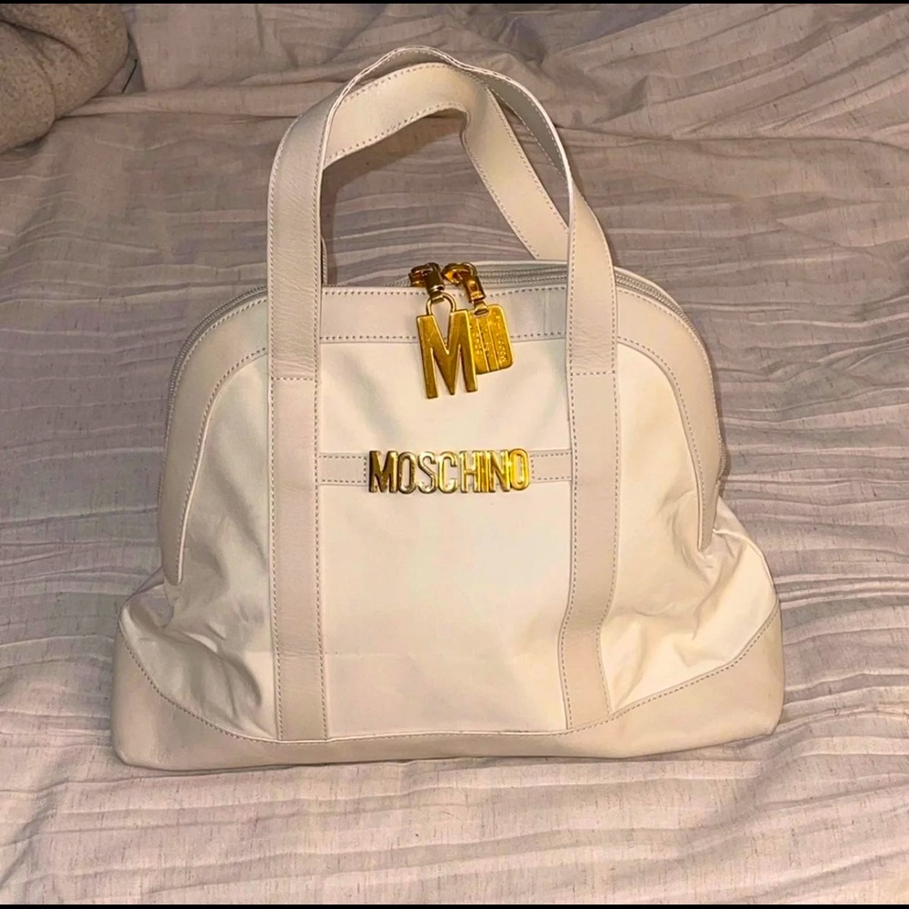 Vintage Moschino Nylon Cream/Gold Alma Bag